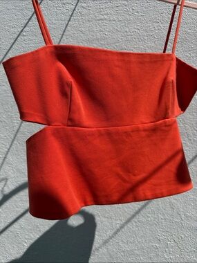 Zara Bright Orange Peplum Crop Top